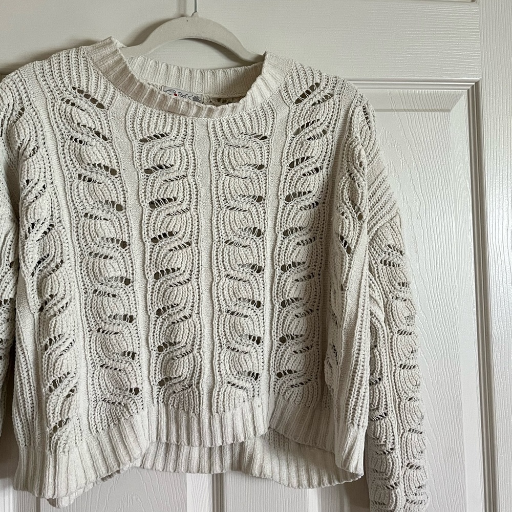 poof apparel white sweater!